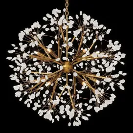 Spherical twelve light quartz chandelier